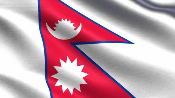 Realistische Vlag Van Nepal Naadloze Looping Met Zeer Gedetailleerde Weefsel — Stockvideo