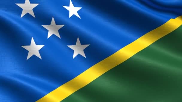 Realistická Vlajka Šalamounových Ostrovů Bezešvé Opakování Vysoce Podrobnou Strukturou Tkaniny — Stock video