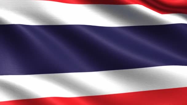 Bandeira Realista Tailândia Looping Sem Costura Com Textura Tecido Altamente — Vídeo de Stock