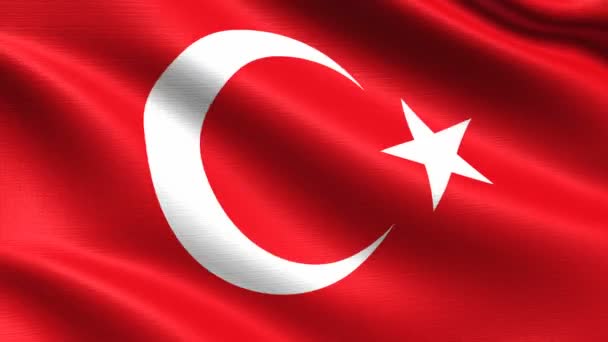 Realistisk Flagga Turkiet Sömlös Looping Med Mycket Detaljerad Tyg Konsistens — Stockvideo