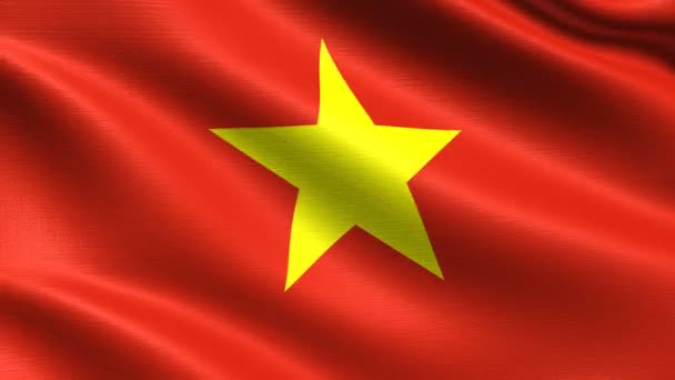 Bandera Realista Vietnam Lazo Sin Costuras Con Textura Tela Altamente — Vídeos de Stock