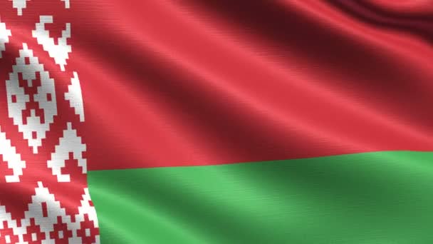 Realistyczna Flaga Białorusi Płynne Pętlowanie Bardzo Szczegółową Teksturą Tkaniny Rozdzielczość — Wideo stockowe