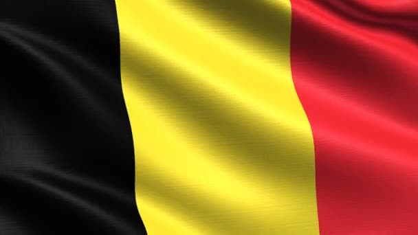 Realistyczna Flaga Belgii Bezproblemowa Pętla Bardzo Szczegółową Teksturą Tkaniny Rozdzielczość — Wideo stockowe