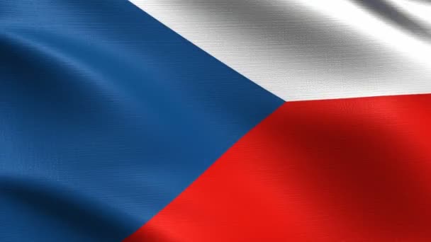 Bandeira Realista República Checa Looping Sem Costura Com Textura Tecido — Vídeo de Stock