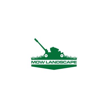 Yeşil Mow Manzara Logo Tasarım Vektör