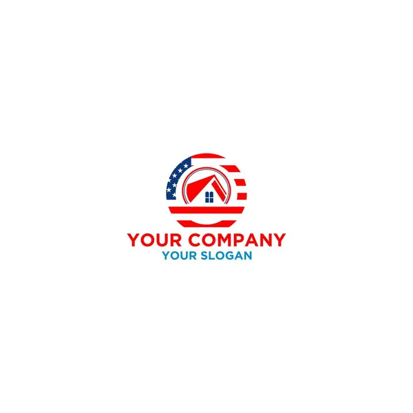 Desain Logo Gedung Lingkaran Amerika - Stok Vektor