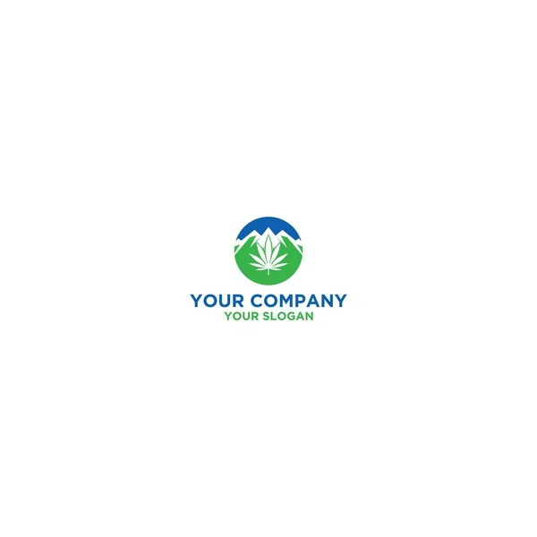 Circle Mountain Cannabis Logo Design Vector — Stock Vector