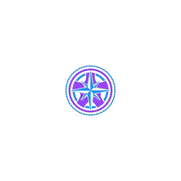 Boussole Roues Logo Design Vecteur — Image vectorielle