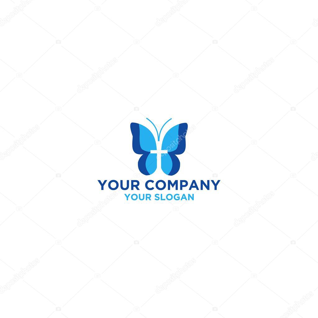 butterfly church logo design vector
