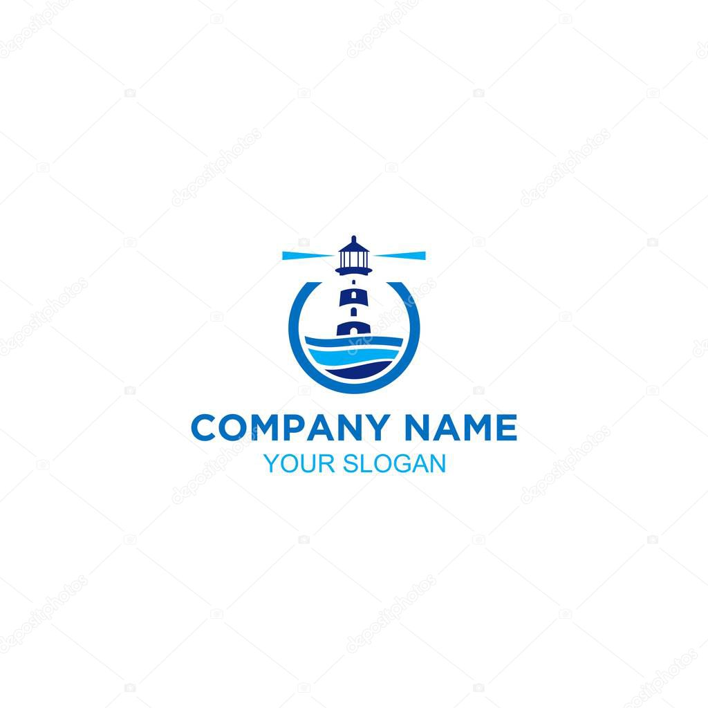 Circle Lighthouse Logo Design Vector