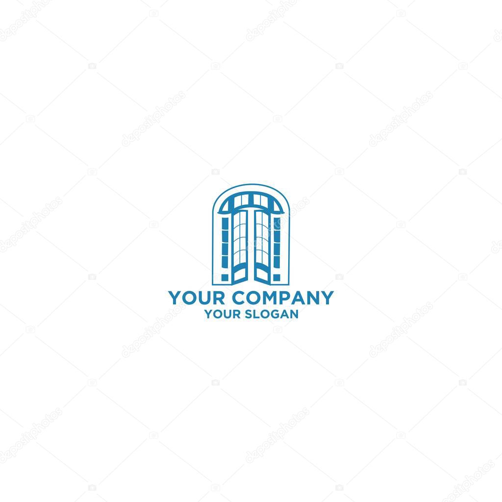 Classic French Door Glass Logo Design Vector