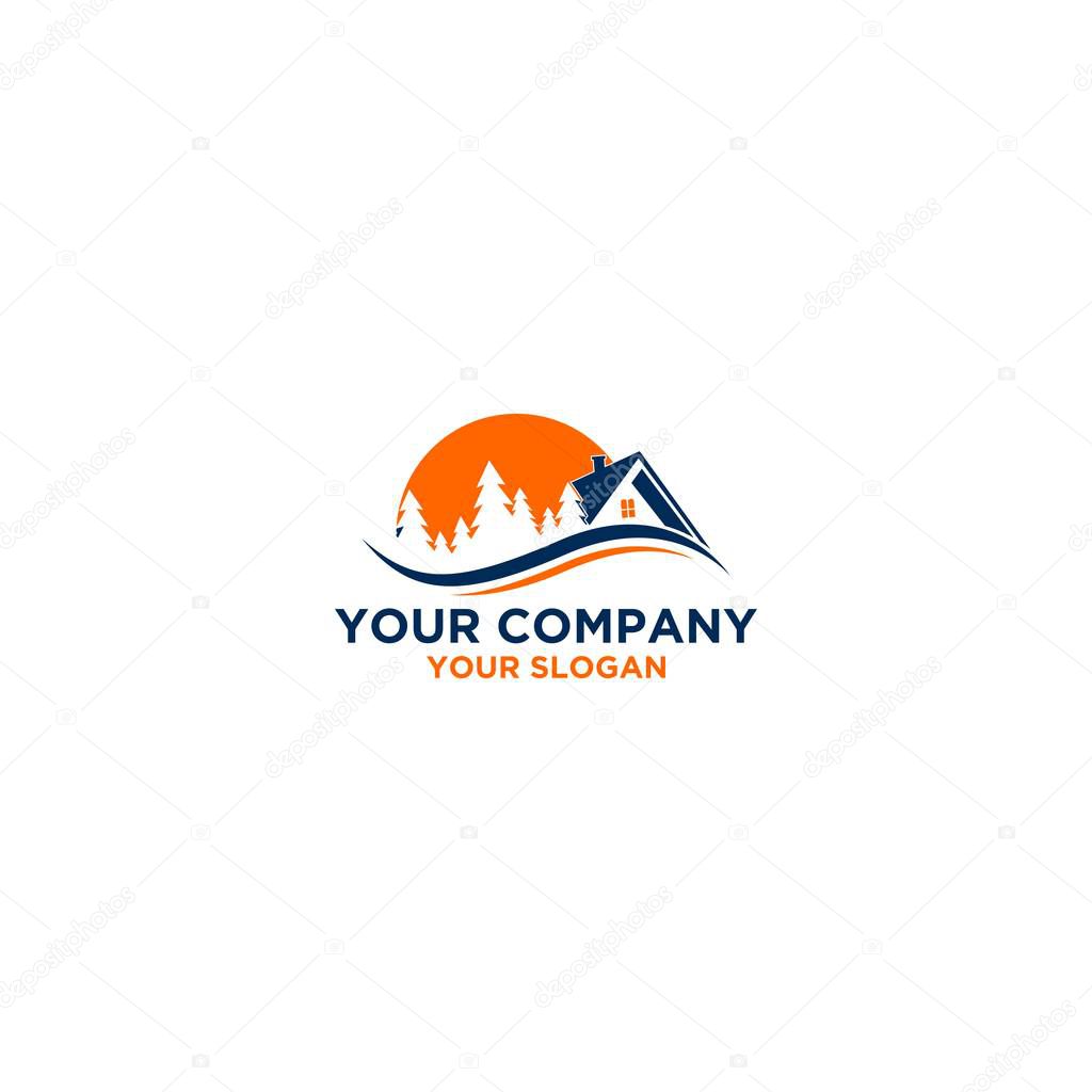 Lake Home Resort Logo Design Vector