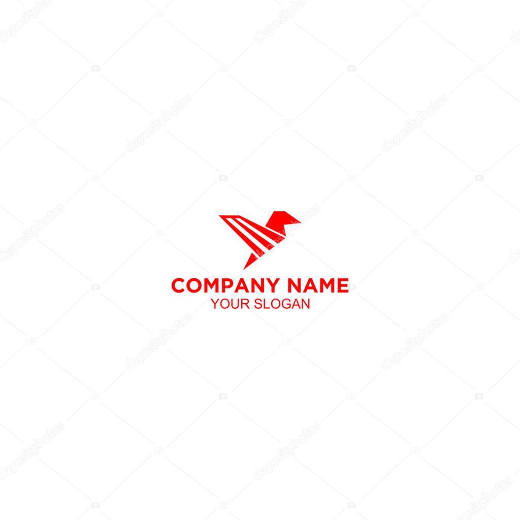 M in origami Bird Logo Design Vector