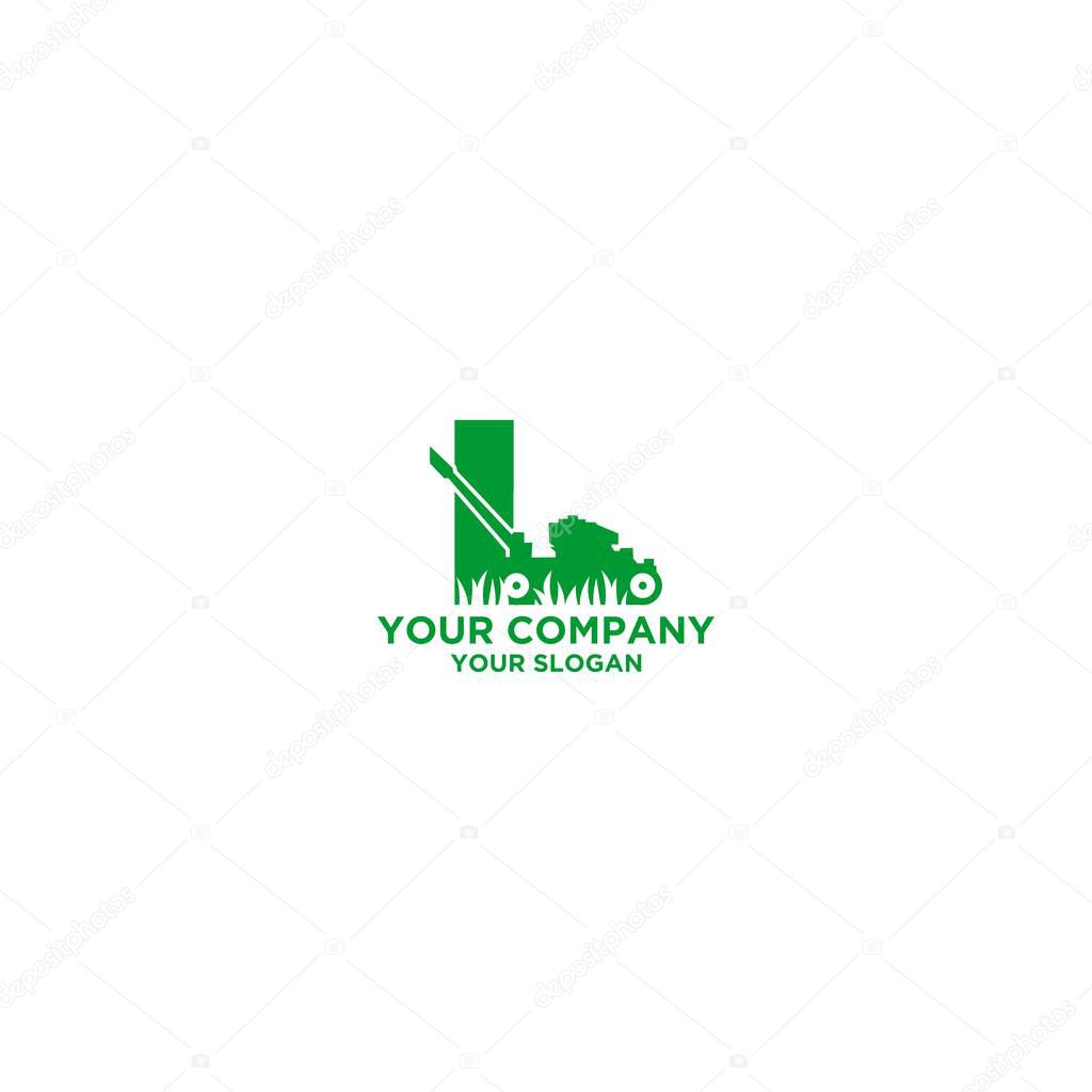 Mow Landscape Logo Design Vector