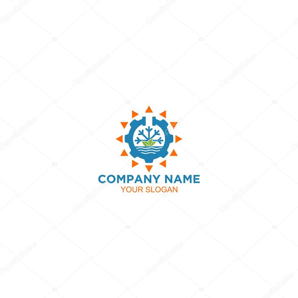 Nature Water Air Conditioner and Heating Logo Design Vector