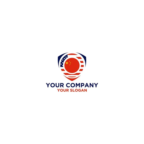 Eua China Shield Logo Design Vector — Vetor de Stock