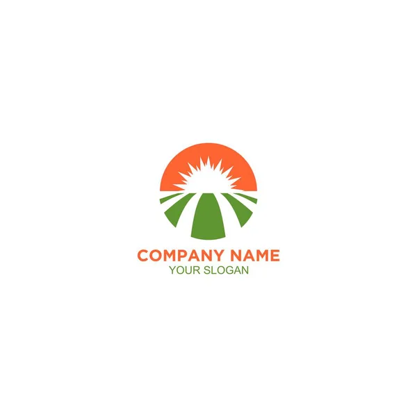 Sun Farm Land Logo Design Vector — Vetor de Stock