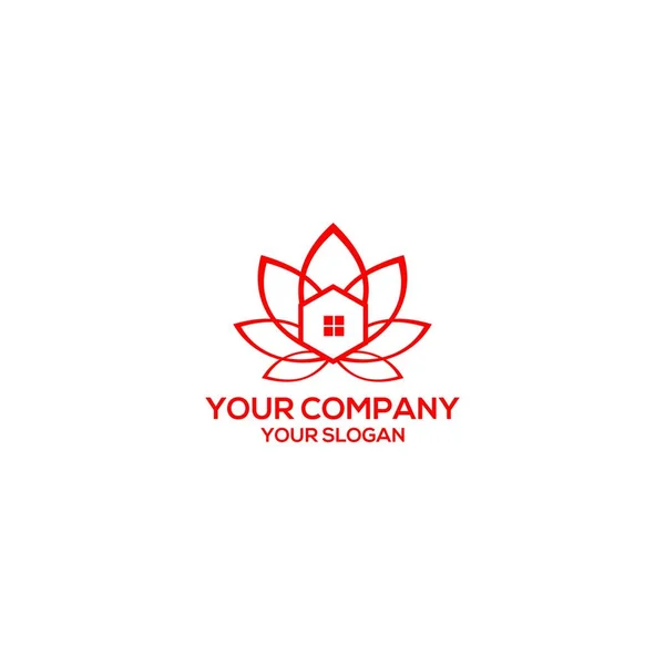 Lotus Vetor Design Logotipo Home — Vetor de Stock