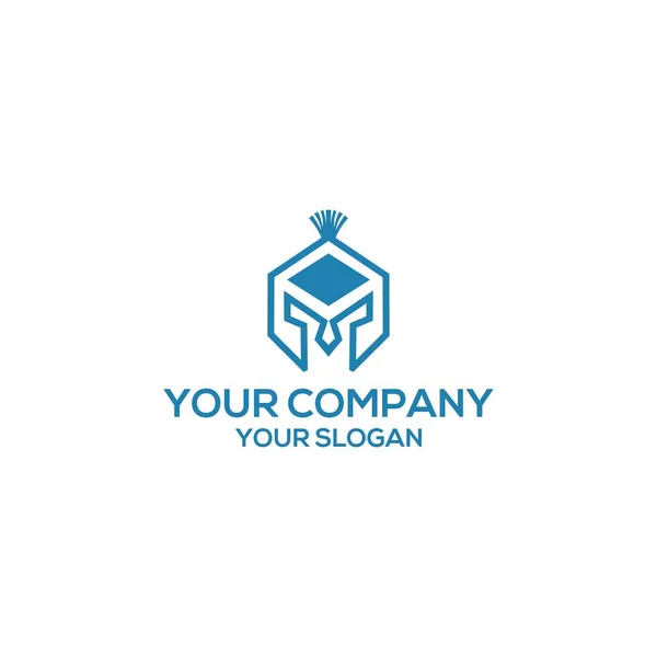 Vecteur Conception Logo Casque Spartiate Bleu — Image vectorielle