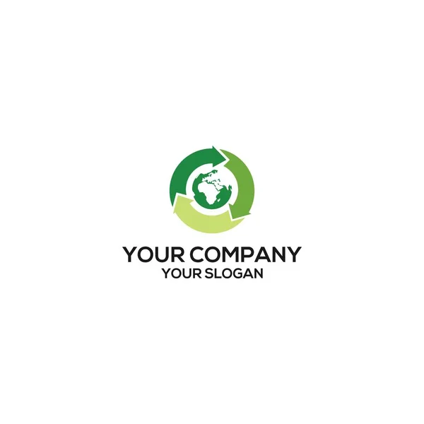 Global Del Vector Diseño Del Logotipo Reciclaje — Vector de stock