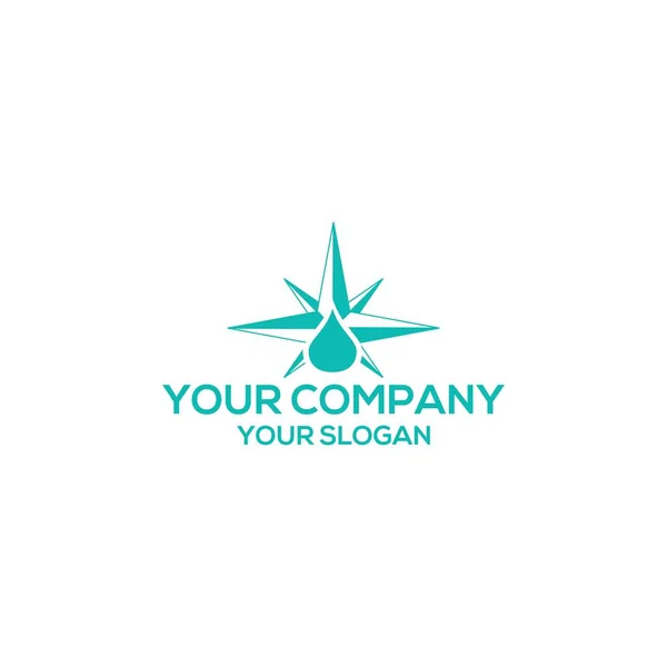 Vatten Drop Star Logo Design Vektor — Stock vektor