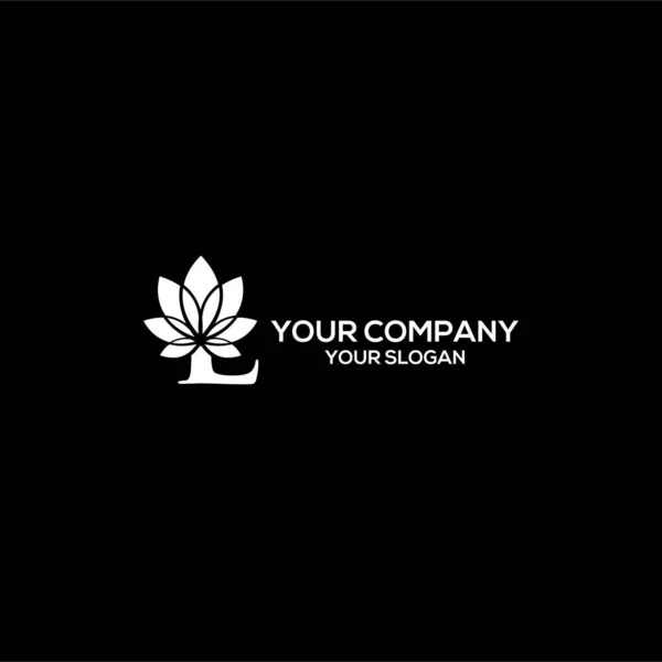 Lotus Nella Lettera Logo Design — Vettoriale Stock