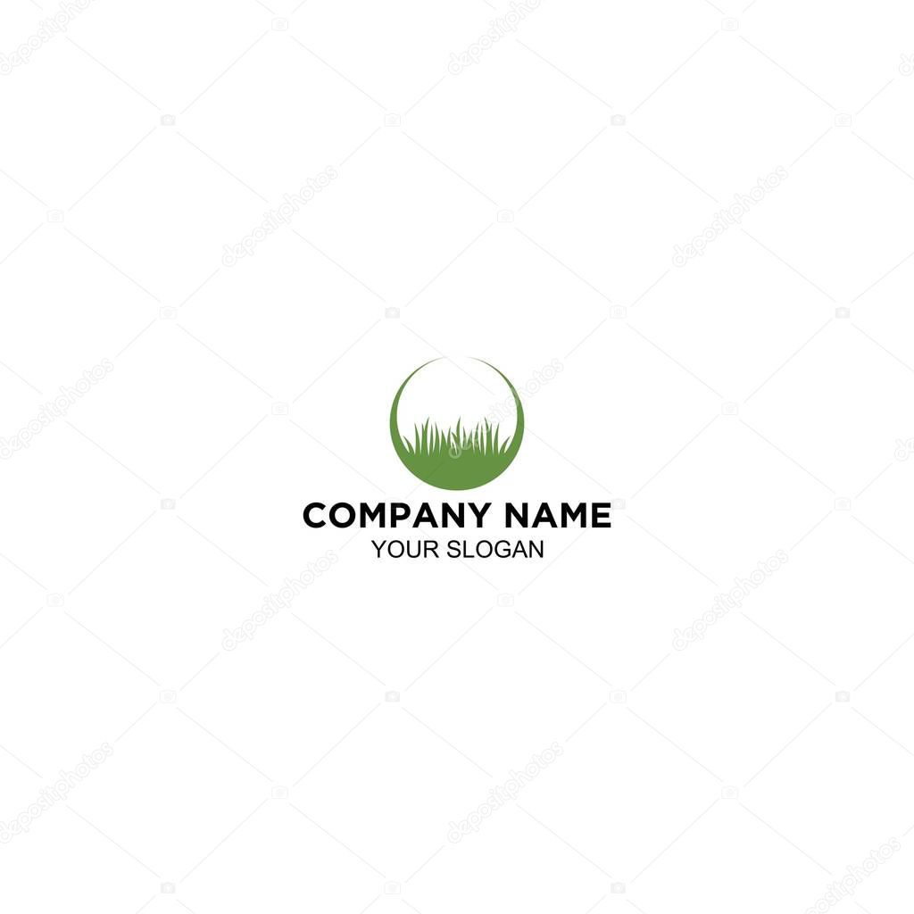 Lawn Grass Circle Logo Design vector