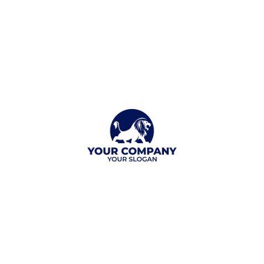 Mavi Aslan daire Logo Tasarım Vektör