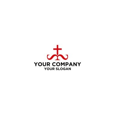 basit kilise bıyık logo tasarımı