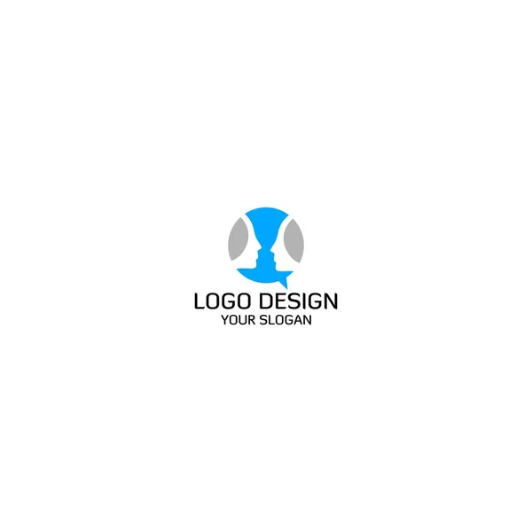Yüz Yüze Konuşma Logo Tasarım Vektörü — Stok Vektör