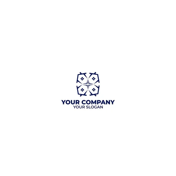 Star Four House Logo Design Vector — Stock Vector