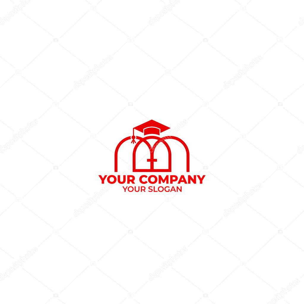 M Hall Education Logo Design Vector