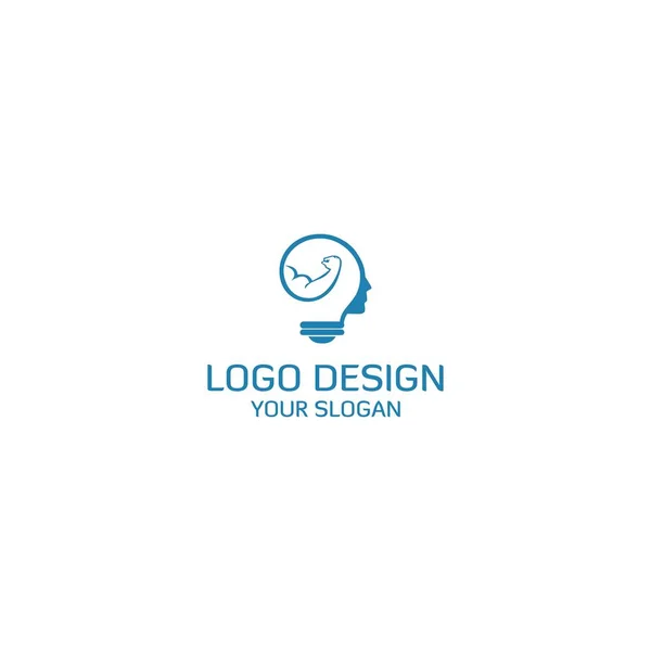 Pensare Più Forte Logo Design Vettoriale — Vettoriale Stock