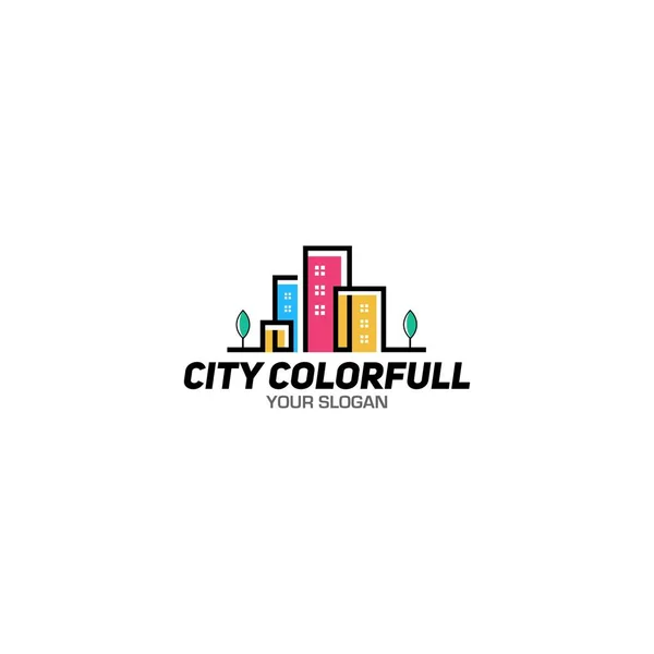 Ciudad Vector Diseño Logotipo Colorido — Archivo Imágenes Vectoriales