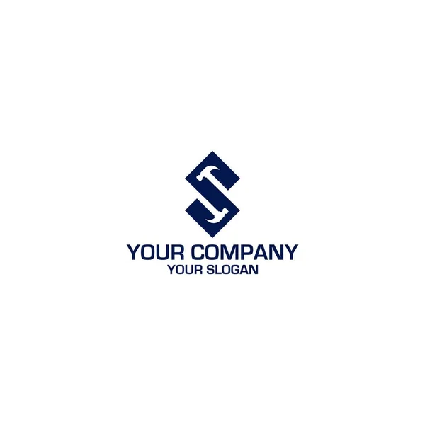 Marteau Construction Logo Design Vecteur — Image vectorielle