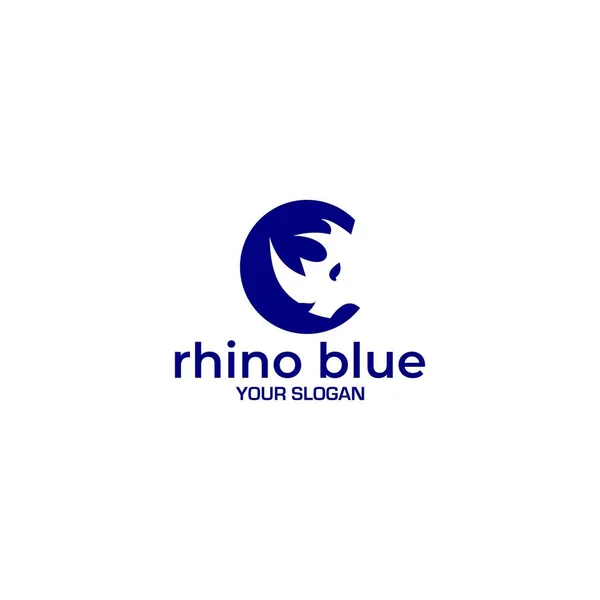 Nashorn Blau Logo Design Vektor — Stockvektor