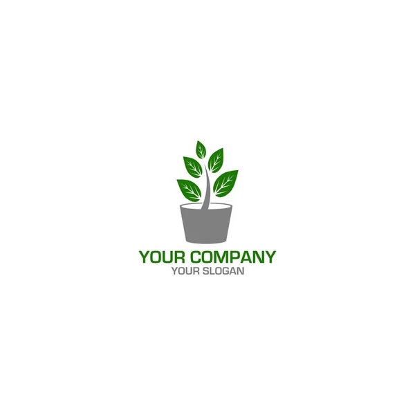 Plantas Vaso Logo Design Vector —  Vetores de Stock