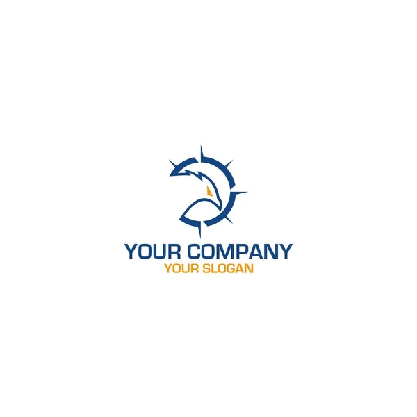 Brújula Águila Diseño Logo Vector — Vector de stock