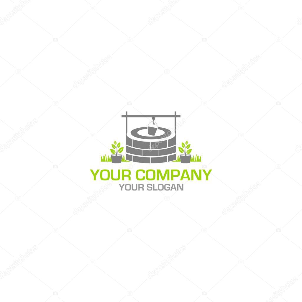 Nature Old Well Logo Design Vector