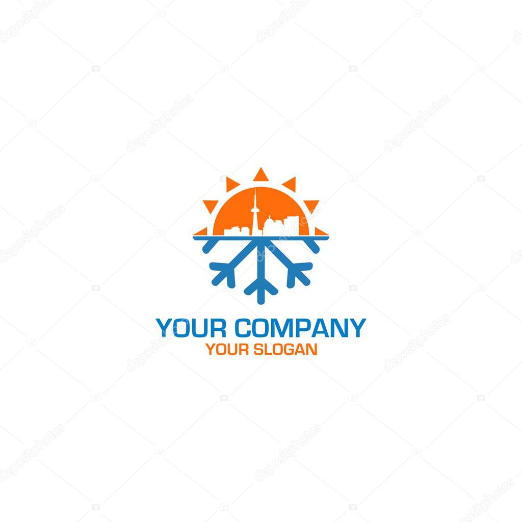 City HVAC Logo Design Vector