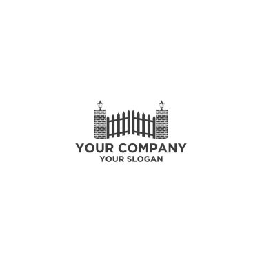 Tuğla ve Lamba Logo Tasarım vektörü ile Çit