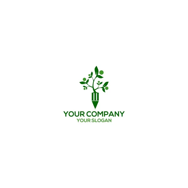 Kalem Ağacı Eğitim Logosu Tasarım Vektörü — Stok Vektör