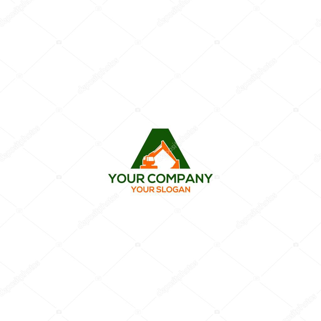 Triangle Excavator Logo Design Vector