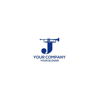 J trumpet music logo design vector clipart