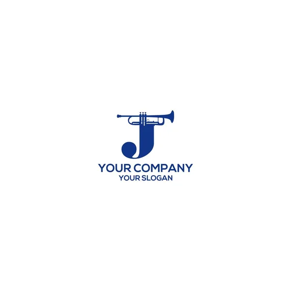 J trumpet music logo design vector