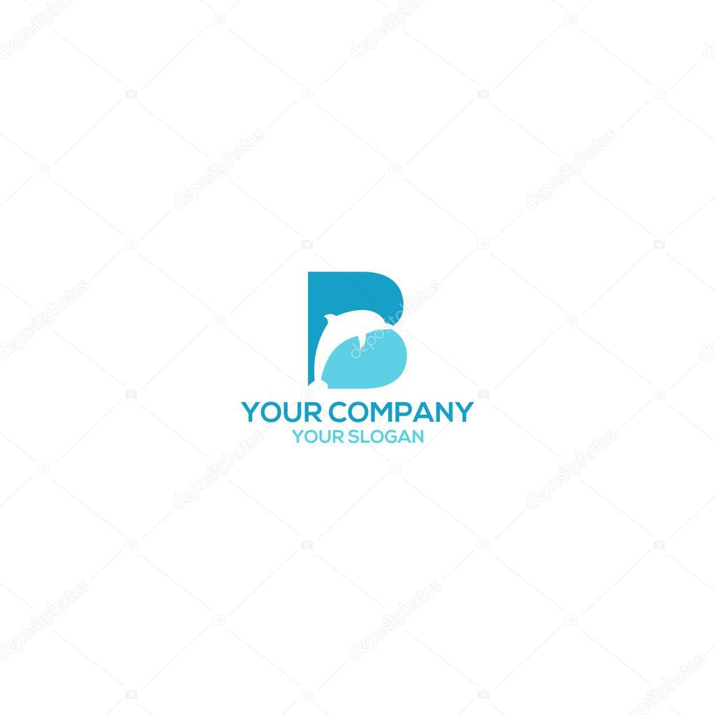 B Dolphin Logo Design Vector
