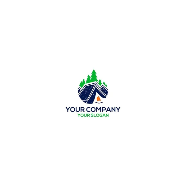 Acampamento Natureza Logo Design Vector — Vetor de Stock