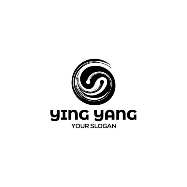 Ying Yang Fırça Logosu Tasarım Vektörü