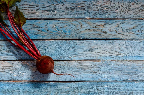 Organic beetroot vegetable fresh red beet roots on wooden background — Stock Photo, Image