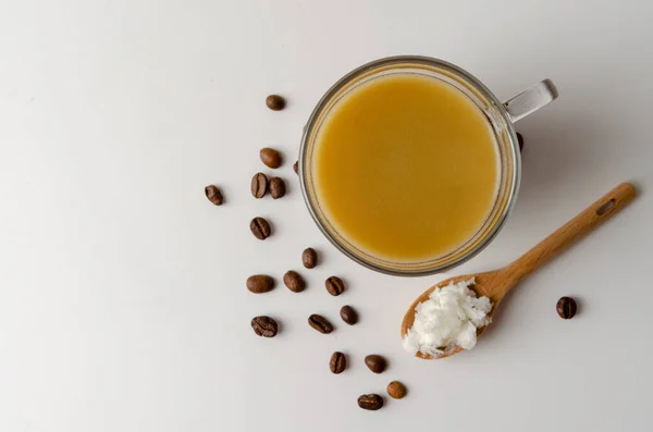 Café Prova Balas Com Manteiga Receita Dieta Cetogênica Branco — Fotografia de Stock